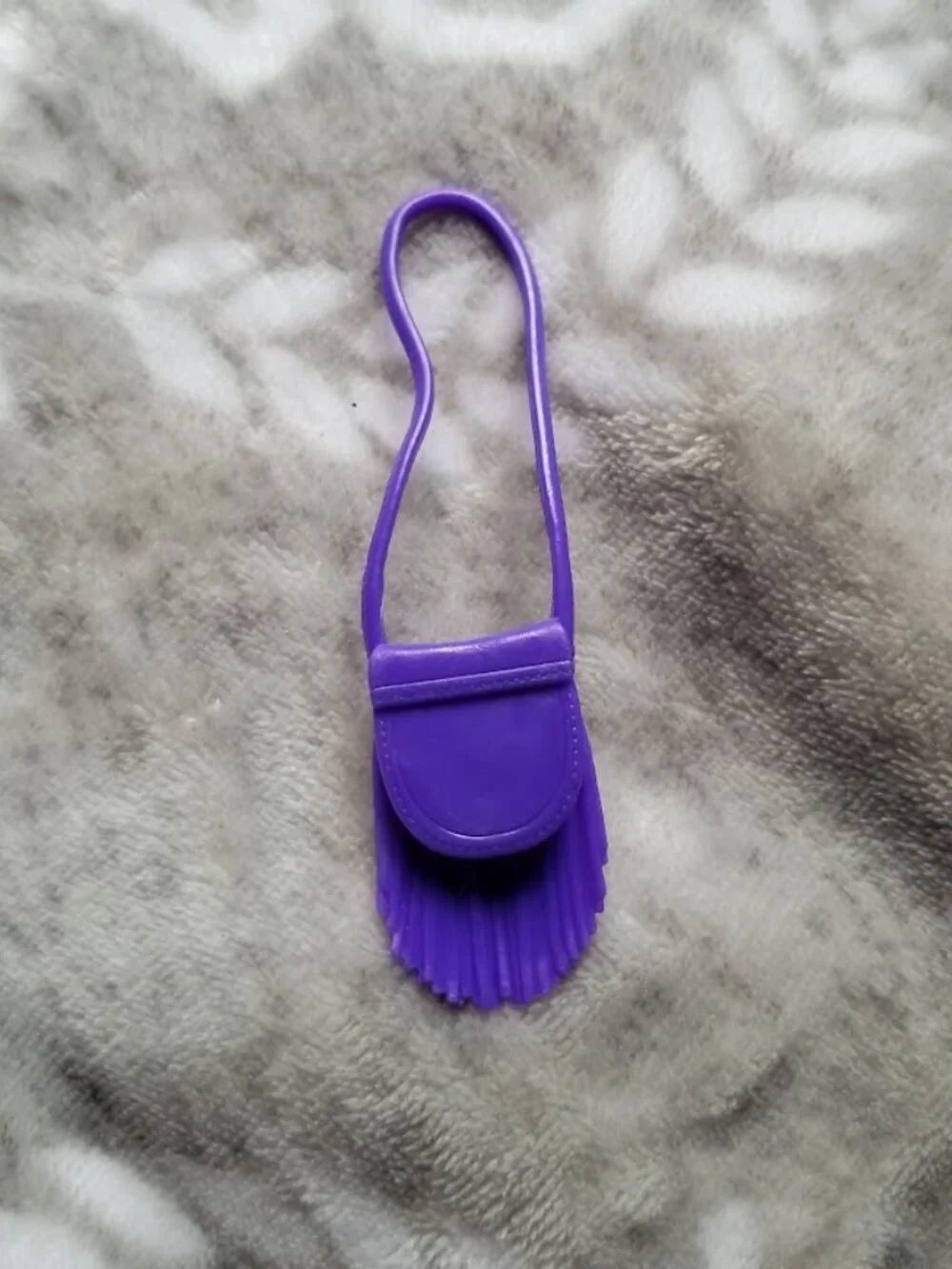 Barbie Accessory Purse Dark Purple Fringe Long Strap Doll Clothing